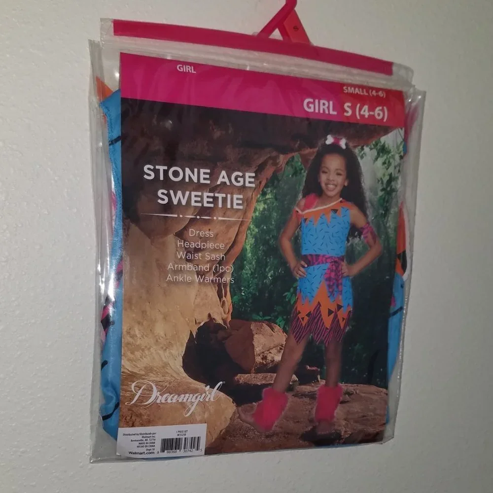 NEW Stone Age Sweetie Cave Girl Halloween Costume S 4-6 M 8-10 Dress